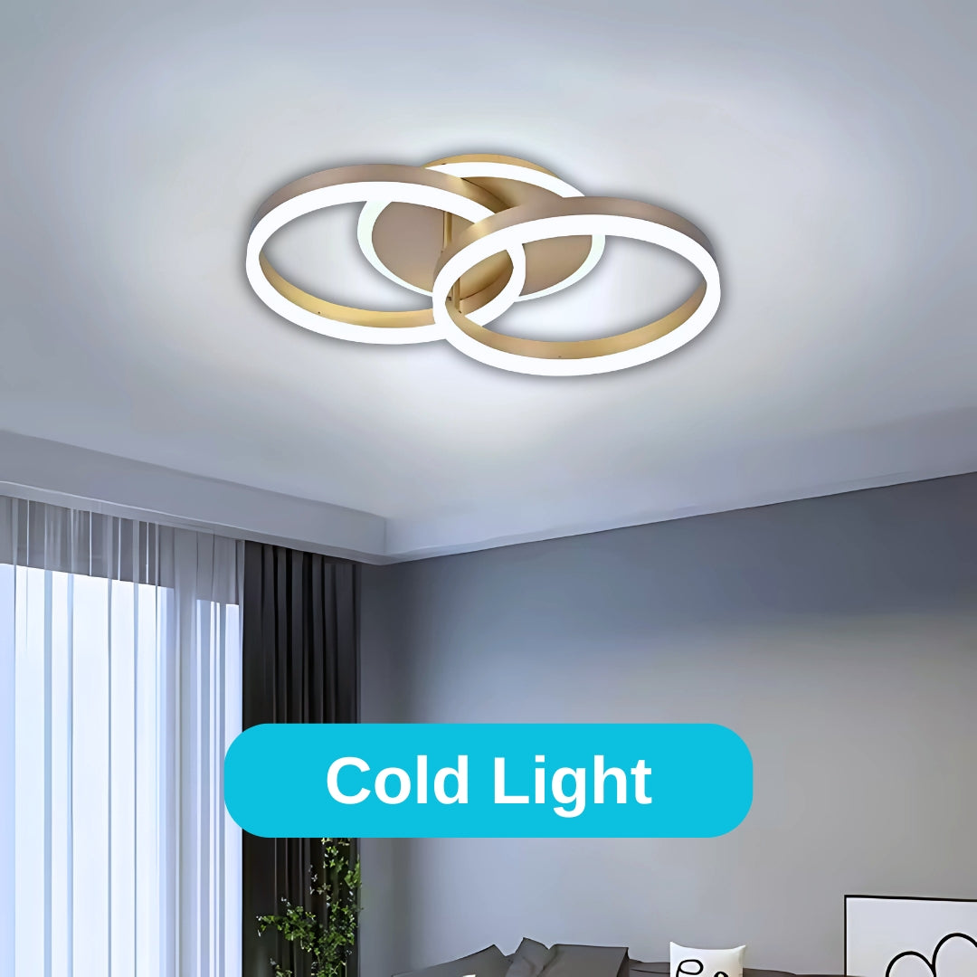 Lustra Led Cu Telecomanda Dario, 2 Cercuri, Lumina Rece/Calda/Neutra, Dimabila - vivimall.ro