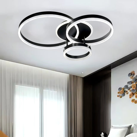 Lustra Led Cu Telecomanda Riga Lilith, 3 Cercuri, Lumina Rece/Calda/Neutra, Dimabila - vivimall.ro