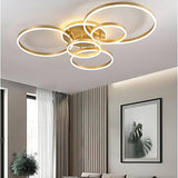 Lustra Led Cu Telecomnda Dario, 5 Cercuri, Lumina Calda/Rece/Neutra, Dimabila - vivimall.ro