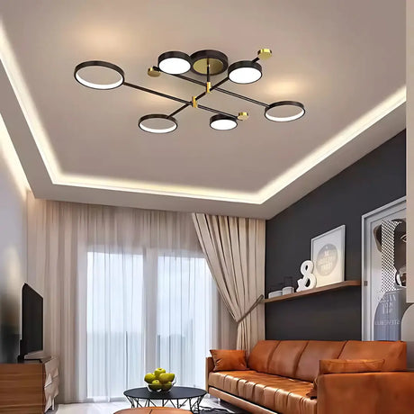 Lustra Led Cu Telecomnda Maria, 6 Elemente, Lumina Calda/Rece/Neutra, Dimabila - vivimall.ro