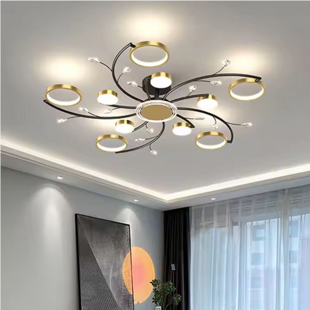 Lustra Led Cu Telecomnda Karina, 10 Elemente, Lumina Calda/Rece/Neutra, Dimabila - vivimall.ro