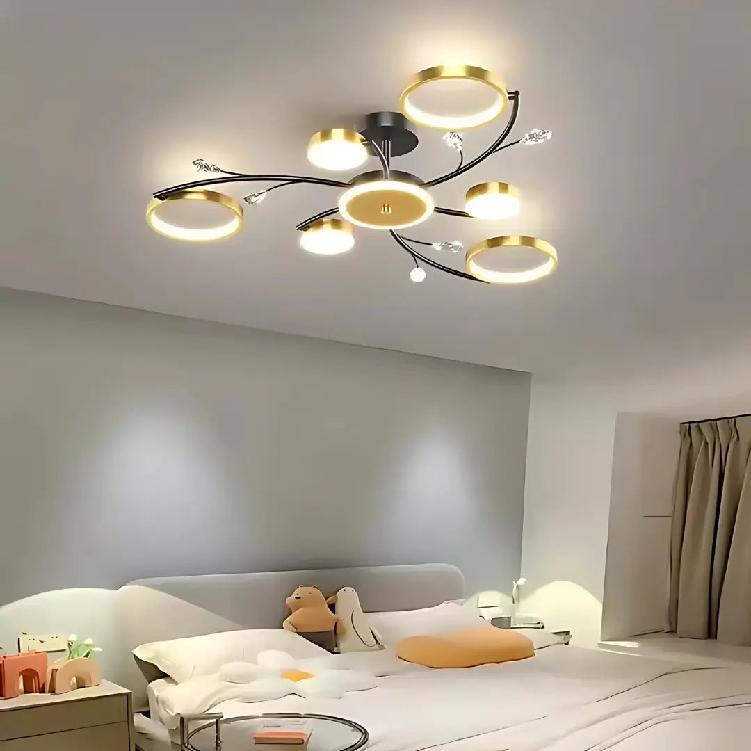 Lustra Led Cu Telecomnda Karina, 6 Elemente, Lumina Calda/Rece/Neutra, Dimabila - vivimall.ro
