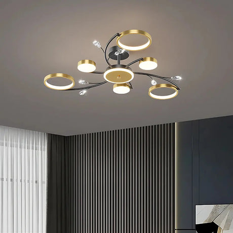 Lustra Led Cu Telecomnda Karina, 6 Elemente, Lumina Calda/Rece/Neutra, Dimabila - vivimall.ro
