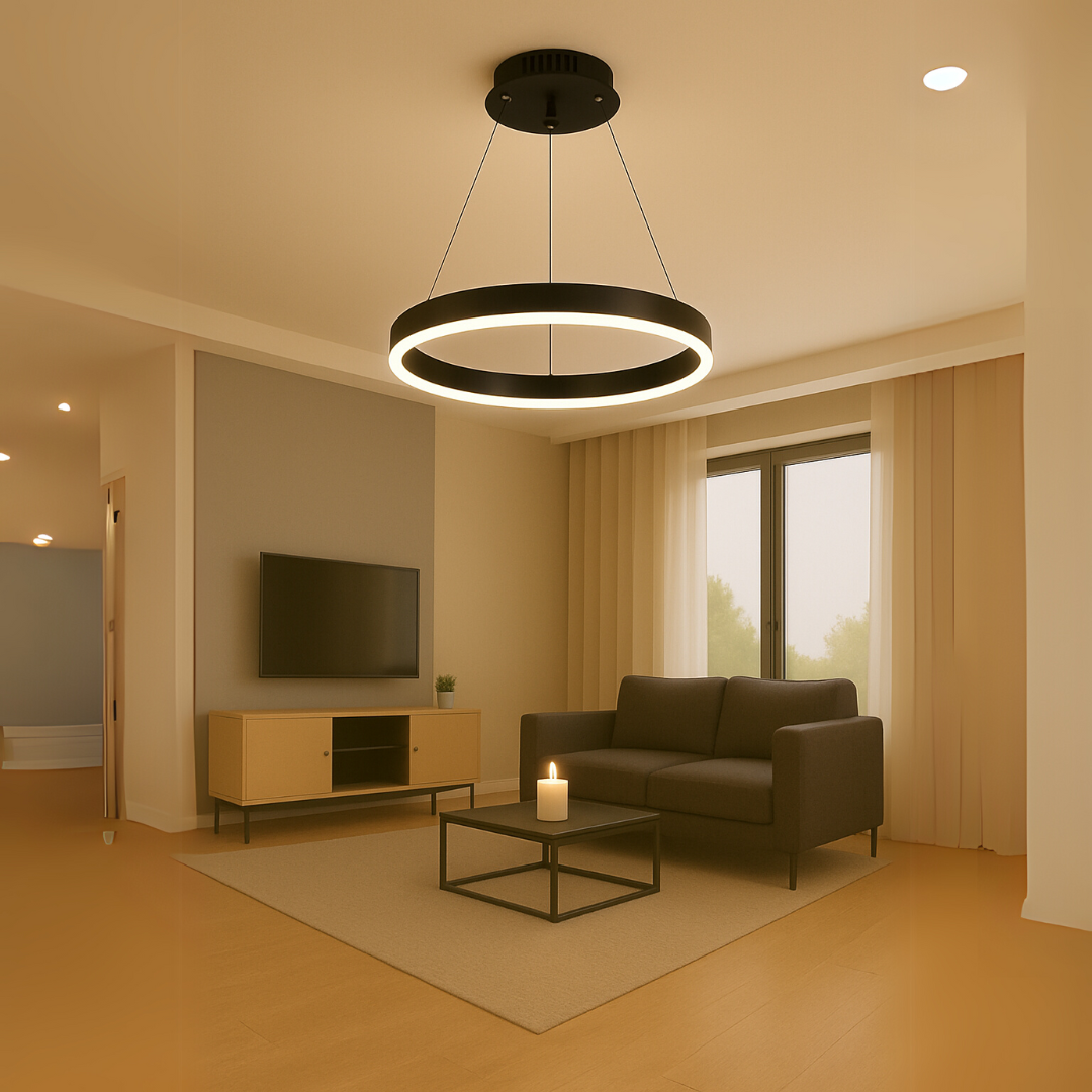 Lustra Led Suspendata Cu Telecomanda Anina, 1 Cerc, Lumina Rece/Calda/Neutra, Dimabila - vivimall.ro