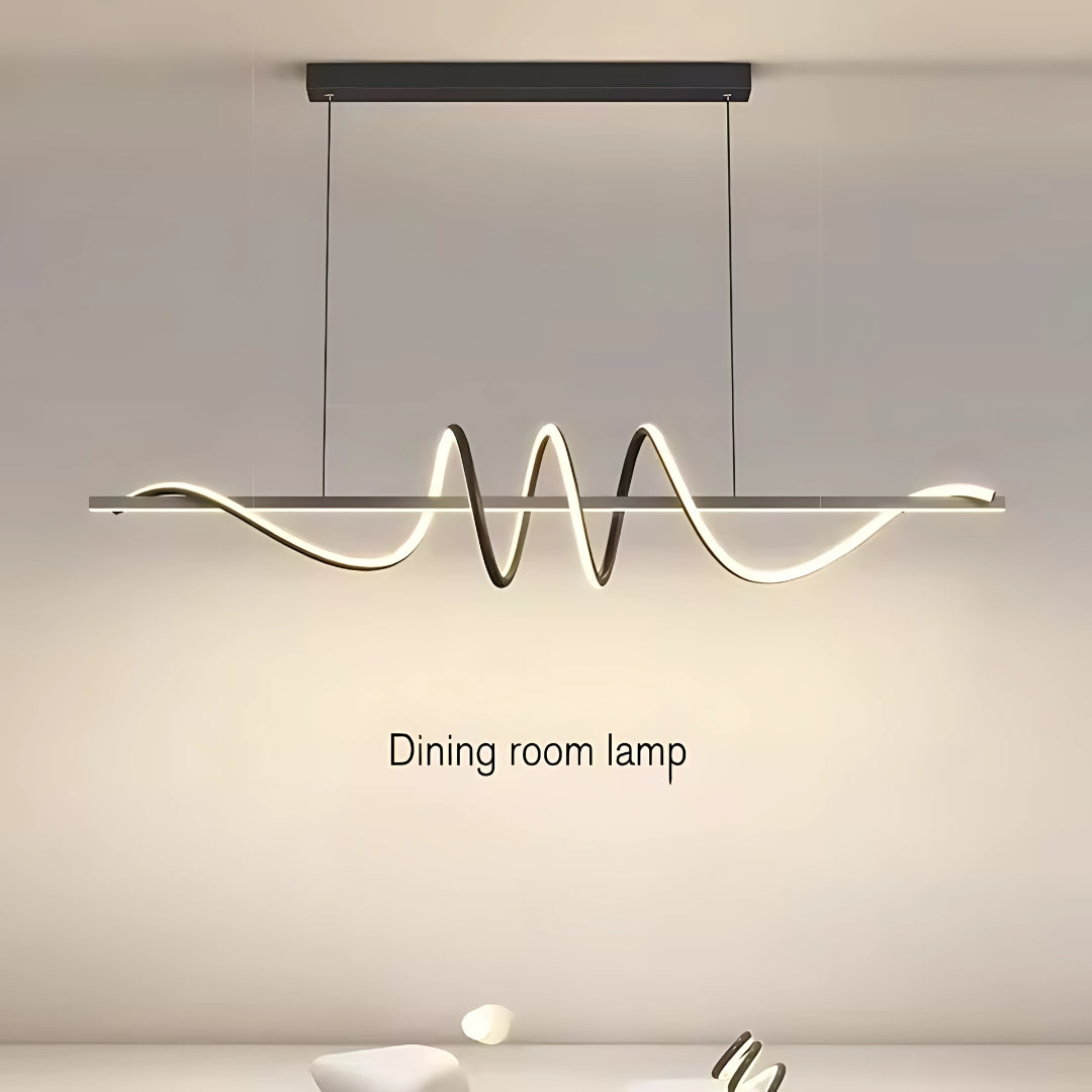 Lustra Led Suspendata Cu Telecomanda Ribbon, Liniara, Lumina Rece/Calda/Neutra, Dimabila - vivimall.ro