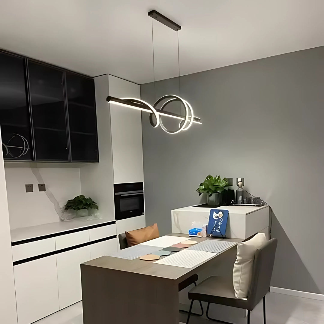 Lustra Led Suspendata Cu Telecomanda Ribbon, Liniara, Lumina Rece/Calda/Neutra, Dimabila - vivimall.ro