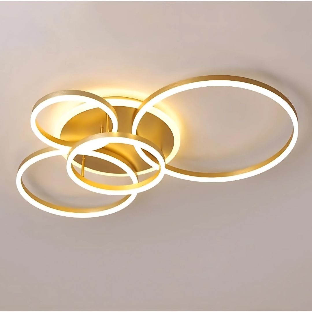 Lustra Led Cu Telecomanda Dario, 4 Cercuri, Lumina Calda/Rece/Neutra, Dimabila - vivimall.ro