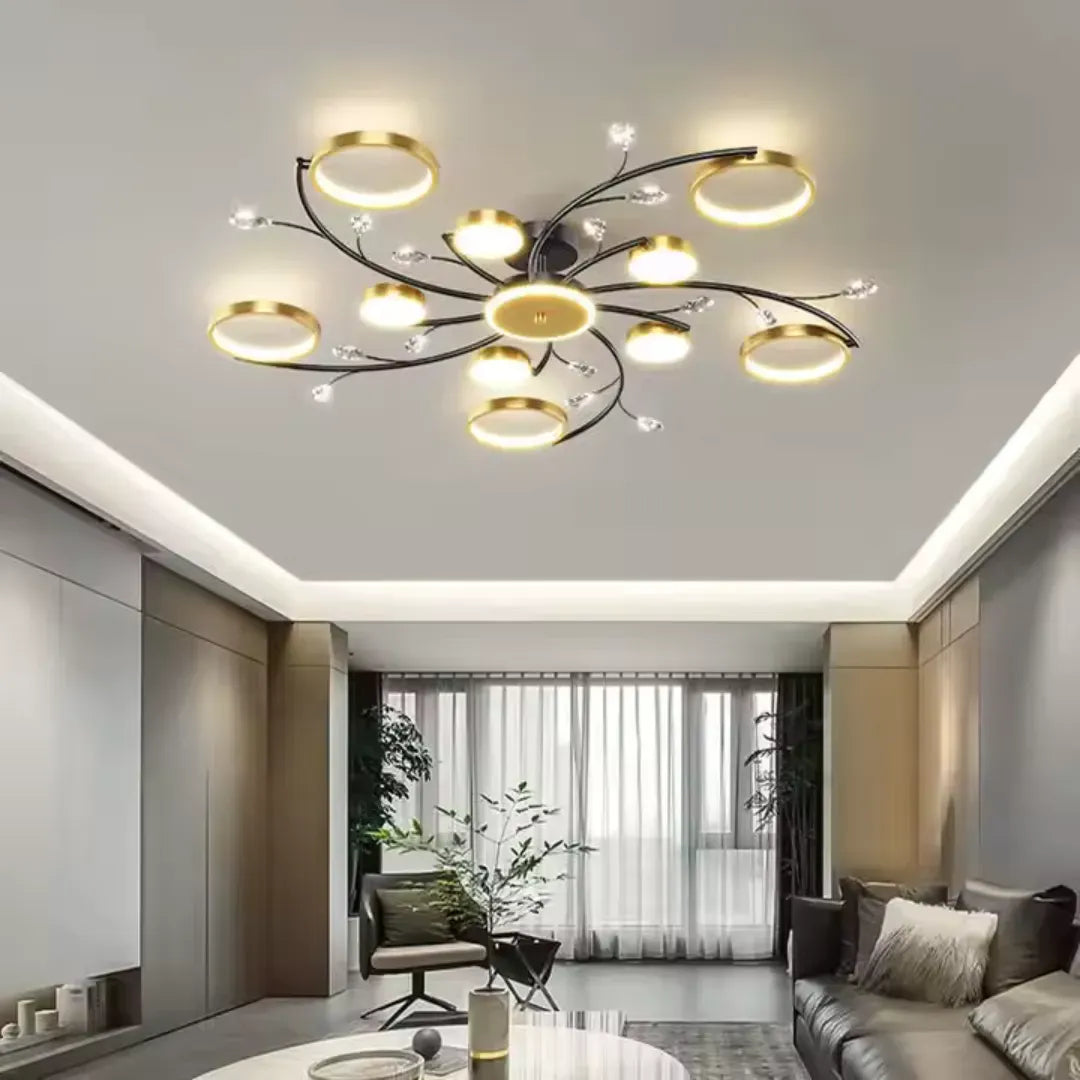 Lustra Led Cu Telecomnda Karina, 10 Elemente, Lumina Calda/Rece/Neutra, Dimabila - vivimall.ro