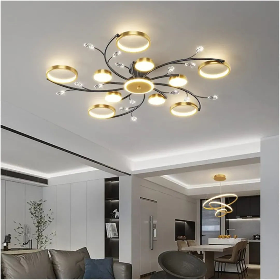 Lustra Led Cu Telecomnda Karina, 10 Elemente, Lumina Calda/Rece/Neutra, Dimabila - vivimall.ro