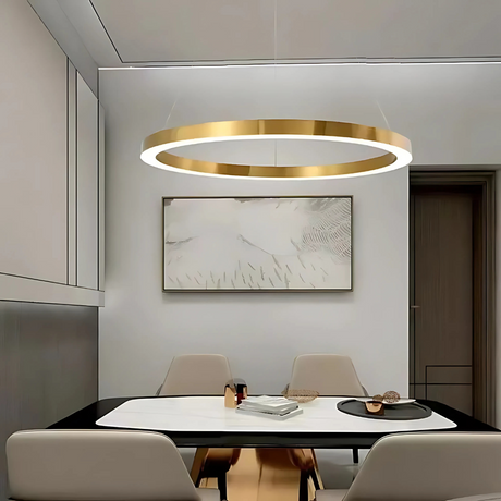 Lustra Led Suspendata Anina, 1 Cerc, Lumina Rece/Calda/Neutra, Dimabila, Lucios Alb - vivimall.ro