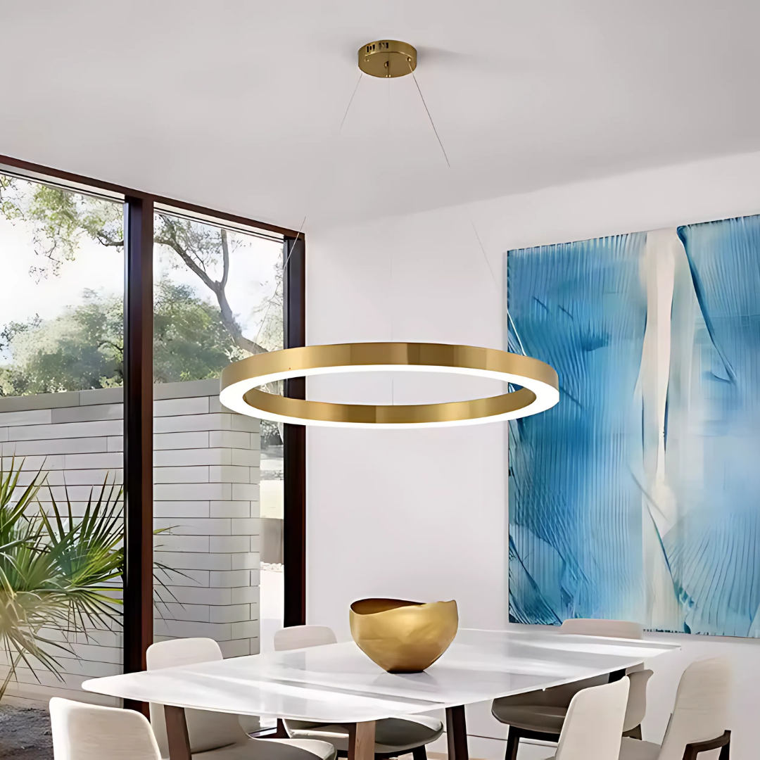Lustra Led Suspendata Anina, 1 Cerc, Lumina Rece/Calda/Neutra, Dimabila, Lucios Alb - vivimall.ro