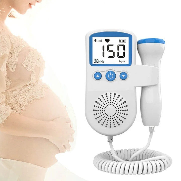 Monitor Fetal Doppler, Monitorizare Sarcina, Ritm Cardiac, Ecran Lcd 4.5 Cm, 2 X Baterii Aa (Neincluse), Portabil, Din Abs, Utilizare De La 9 Saptamani