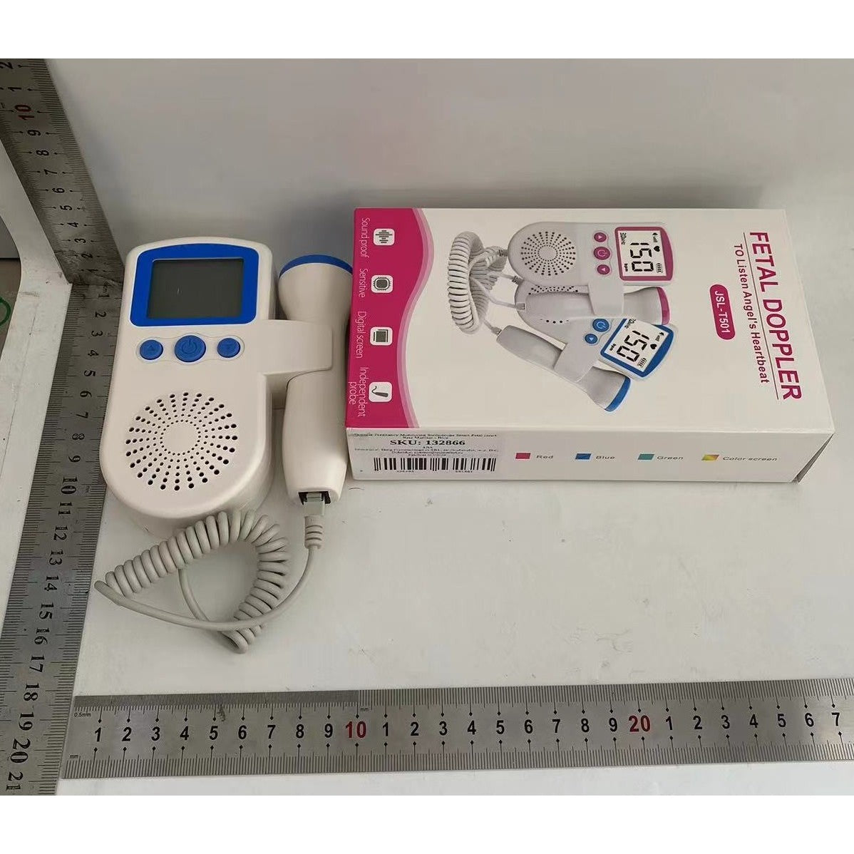 Monitor Fetal Doppler, Monitorizare Sarcina, Ritm Cardiac, Ecran Lcd 4.5 Cm, 2 X Baterii Aa (Neincluse), Portabil, Din Abs, Utilizare De La 9 Saptamani