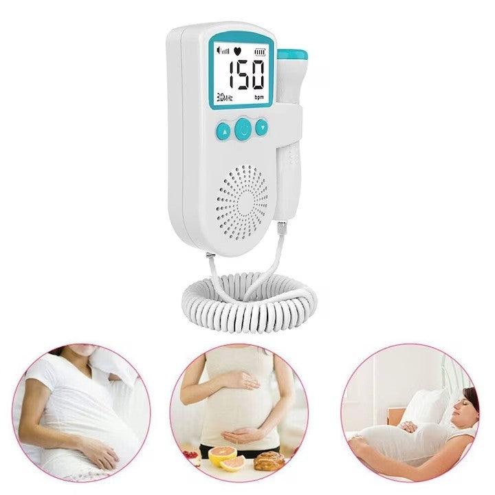 Monitor Fetal Doppler, Monitorizare Sarcina, Ritm Cardiac, Ecran Lcd 4.5 Cm, 2 X Baterii Aa (Neincluse), Portabil, Din Abs, Utilizare De La 9 Saptamani
