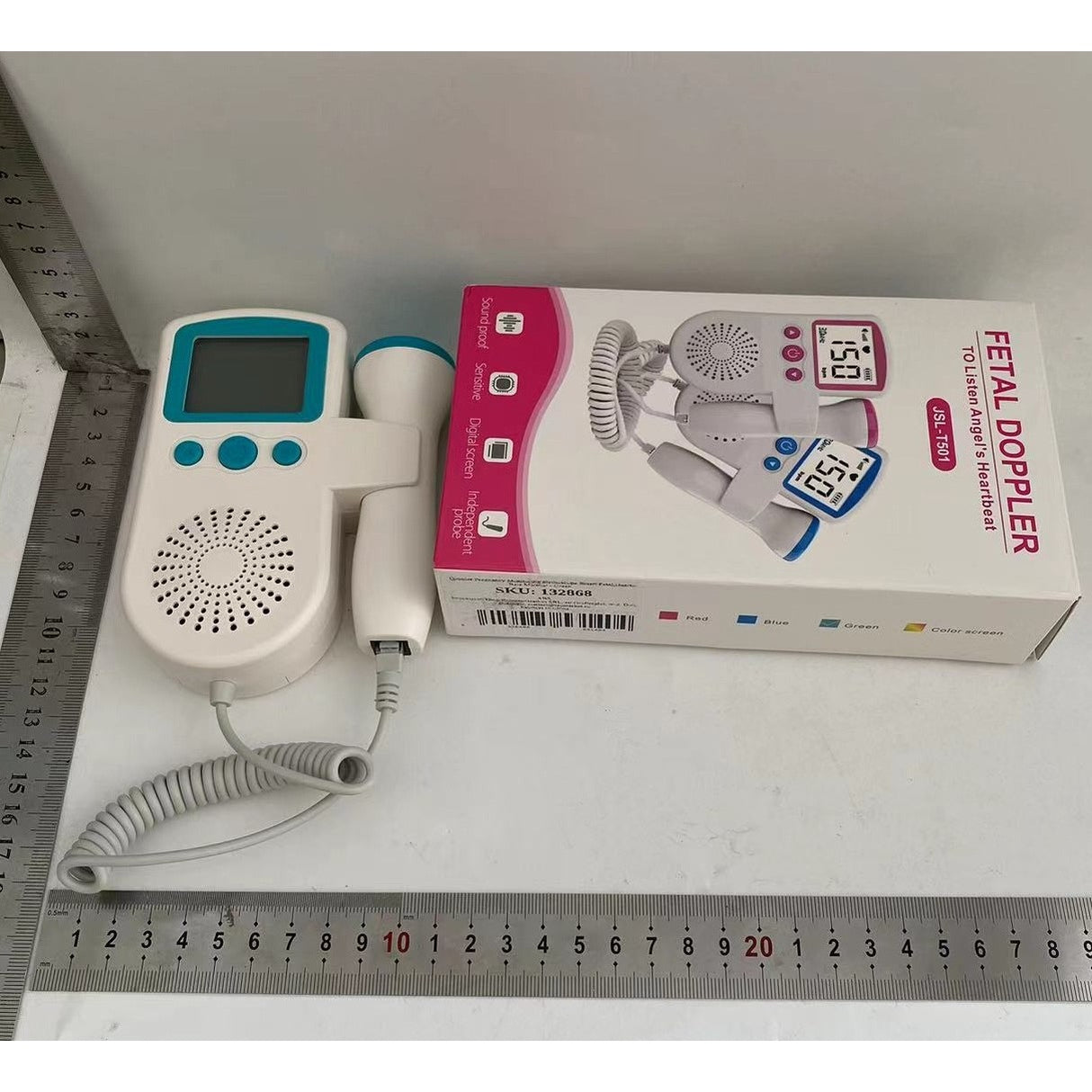 Monitor Fetal Doppler, Monitorizare Sarcina, Ritm Cardiac, Ecran Lcd 4.5 Cm, 2 X Baterii Aa (Neincluse), Portabil, Din Abs, Utilizare De La 9 Saptamani