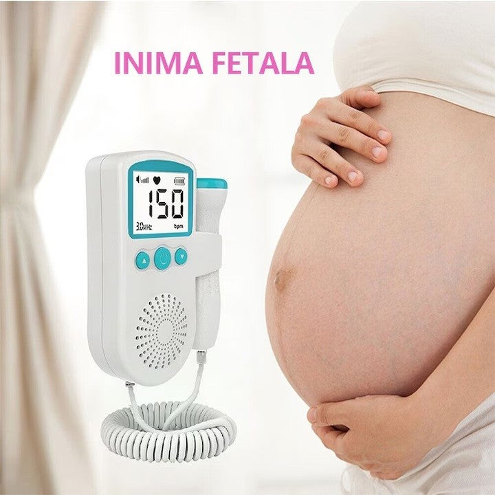 Monitor Fetal Doppler, Monitorizare Sarcina, Ritm Cardiac, Ecran Lcd 4.5 Cm, 2 X Baterii Aa (Neincluse), Portabil, Din Abs, Utilizare De La 9 Saptamani
