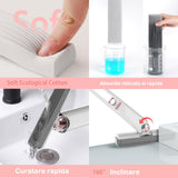 Mop De Mana Mini-Portabil, Cu Sistem De Stoarcere, Dispozitiv De Curatat Manual, Cu Burete Absorbant, Material Pva, Multisuprafete Si Geamuri, 29.5 X 15.5 Cm, Alb - vivimall.ro