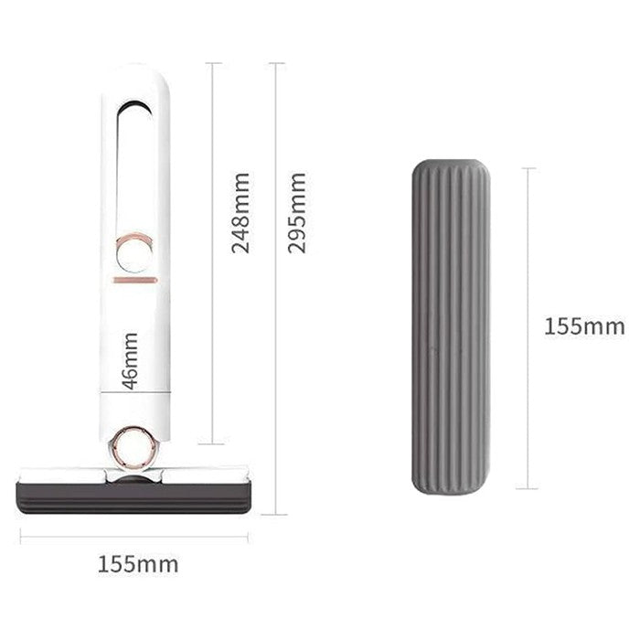 Mop De Mana Mini-Portabil, Cu Sistem De Stoarcere, Dispozitiv De Curatat Manual, Cu Burete Absorbant, Material Pva, Multisuprafete Si Geamuri, 29.5 X 15.5 Cm, Alb - vivimall.ro