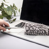 Mop din Microfibra pentru Curatenie, Flippy, Set 3 Capete Detasabil, Mop din Microfibra, Pamatuf pentru Praf, Mini Perie, Maner Extensibil, EVA, Impachetate in Sac cu Fermoar, Gri