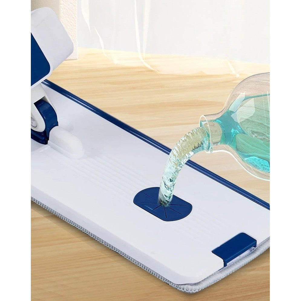 Mop Plat, Cu Galeata Pliabila, 2 Rezerve Din Microfibra, 127 Cm Tija Telescopica, Utilizare Umeda/Uscata, Recipient Lichid - vivimall.ro