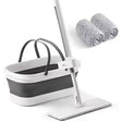 Mop Plat, Cu Galeata Pliabila, 2 Rezerve Din Microfibra, 127 Cm Tija Telescopica, Utilizare Umeda/Uscata, Recipient Lichid - vivimall.ro