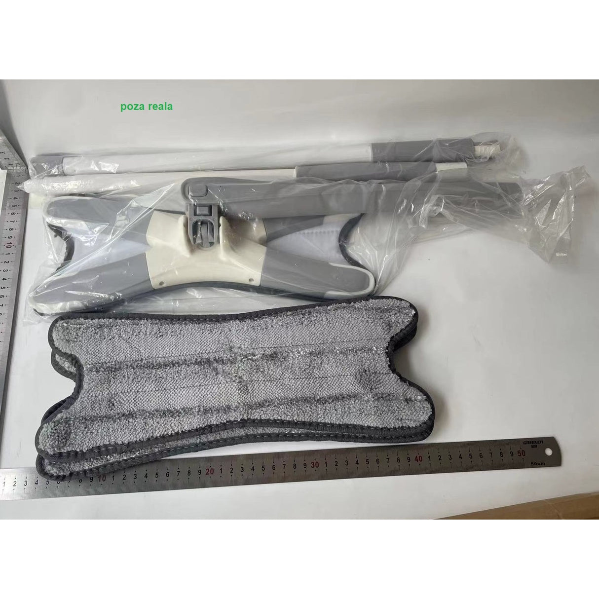 Mop Plat, Cu Sistem De Stoarcere, 4 Lavete Incluse, Lungime Telescopica 140 Cm - vivimall.ro