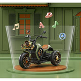 Tricicleta Electrica pentru Copii, Vivimall, cu 2 Acumulatoare 380*2, 6V 4.5, Bluetooth, Sistem Anti-Rasturnare, Sistem de Lumini si Sunet, 6-8 Ani, 93 x 48 x 63 cm, Verde Negru - vivimall.ro