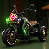 Tricicleta Electrica pentru Copii, Vivimall, cu 2 Acumulatoare 380*2, 6V 4.5, Bluetooth, Sistem Anti-Rasturnare, Sistem de Lumini si Sunet, 6-8 Ani, 93 x 48 x 63 cm, Verde Negru - vivimall.ro