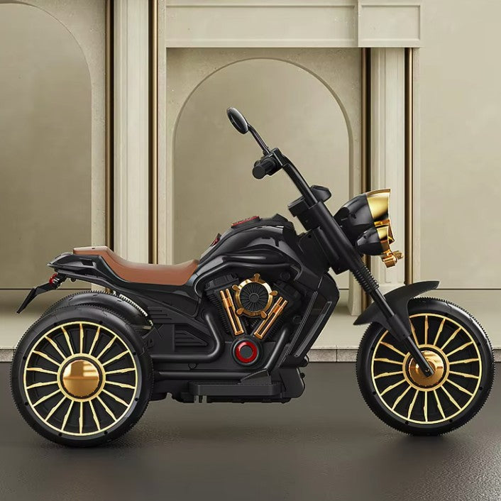 Tricicleta Electrica pentru Copii, Vivimall, cu 2 Acumulatoare 380*2, 6V 4.5, Sistem Anti-Rasturnare, Sistem de Lumini si Sunet, 6-8 Ani, 93 x 48 x 63 cm, Negru - vivimall.ro