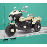 Motocicleta Electrica Vivimall, cu Acumulator, cu Sistem Anti-Rasturnare, Sistem de Lumini si Muzica, Cutie de Depozitare, 1-8 Ani, 93 x 43 x 58 cm, Alb - Bej - vivimall.ro