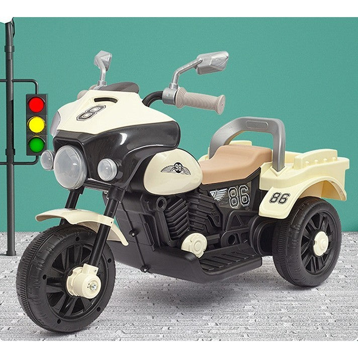 Motocicleta Electrica Cu Acumulator, Cu Sistem Anti-Rasturnare, Sistem De Lumini Si Muzica, Cutie De Depozitare, 1-8 Ani, Alb -