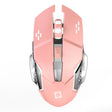 Mouse gaming wireless Flippy roz, vedere frontală, Bluetooth 2.4GHz, 3600 DPI, design ergonomic compact