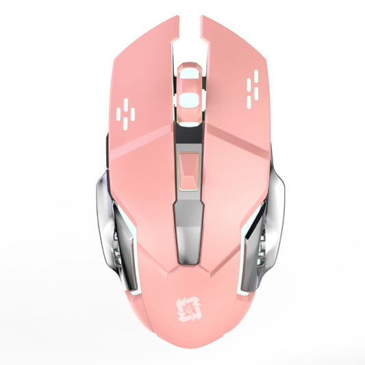 Mouse gaming wireless Flippy roz, vedere frontală, Bluetooth 2.4GHz, 3600 DPI, design ergonomic compact