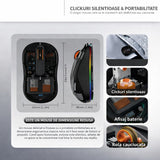 Mouse Wireless, Flippy, Dual Bluetooth, 2.4 GHz, Multi Device, USB-C, 4 Niveluri DPI 800-2400, Reincarcabil, Iluminare LED, Compatibil MacBook/iPad/Laptop, 10 x 6 cm, Negru - vivimall.ro