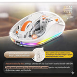 Mouse Flippy alb cu iluminare LED activată, receptor USB-C și butoane silențioase