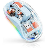 Mouse wireless Flippy albastru, vedere frontală, Dual Bluetooth 2.4 GHz, dimensiuni 10x6 cm