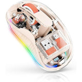 Mouse Wireless, Flippy, Dual Bluetooth, 2.4 GHz, Multi Device, USB-C, 4 Niveluri DPI 800-2400, Reincarcabil, Iluminare LED, 3,6 x 9,9 cm, Crem - vivimall.ro
