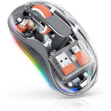 Mouse wireless Flippy gri, vedere frontală, Dual Bluetooth 2.4 GHz, dimensiuni 10x6 cm