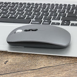 Mouse Wireless Reincarcabil, Flippy, Compatibil Windows/macOS, Bluetooth 5.1 + 2.4GHz, Silentios, DPI 800/1200/1600, Gri Inchis - vivimall.ro