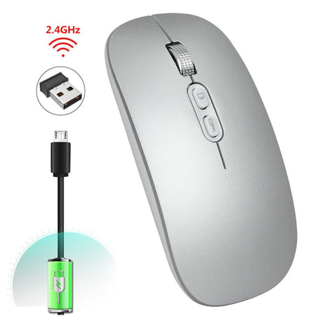 Mouse Flippy M103 argintiu, profil lateral slim, design ergonomic pentru birou