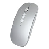 Mouse wireless reîncărcabil Flippy M103 argintiu, vedere frontală, Bluetooth 5.1 și 2.4GHz