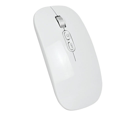 Mouse wireless reîncărcabil Flippy M103 alb, vedere frontală, design slim pentru birou
