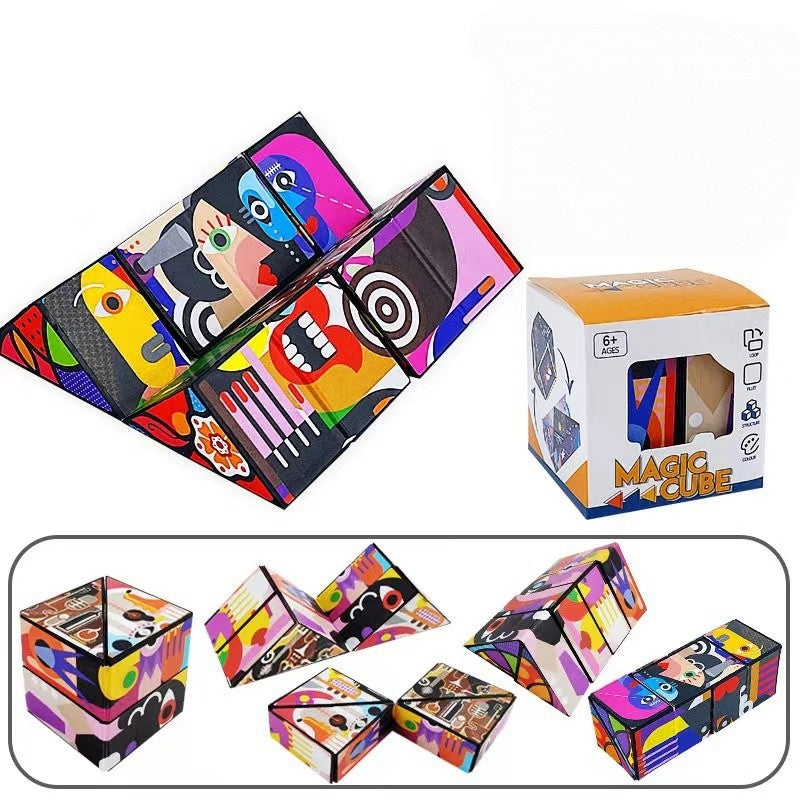 Jucarie Interactiva, Flippy, 3D Cub Rubik, Diferite Forme, Anti-stress, Abstract, Multicolor