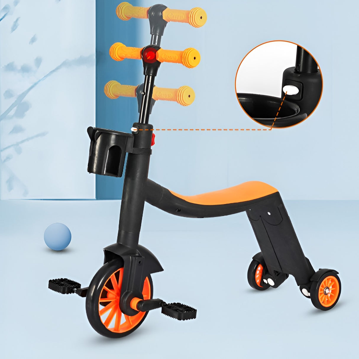 Bicicleta 8 In 1, Transformabila, Multifunctionala, Reglare Inaltime, Cu Maner De Impingere Detasabil, Tricicleta, Trotineta, 3 Roti, Pedale, Cosulet, 3-6 Ani - vivimall.ro