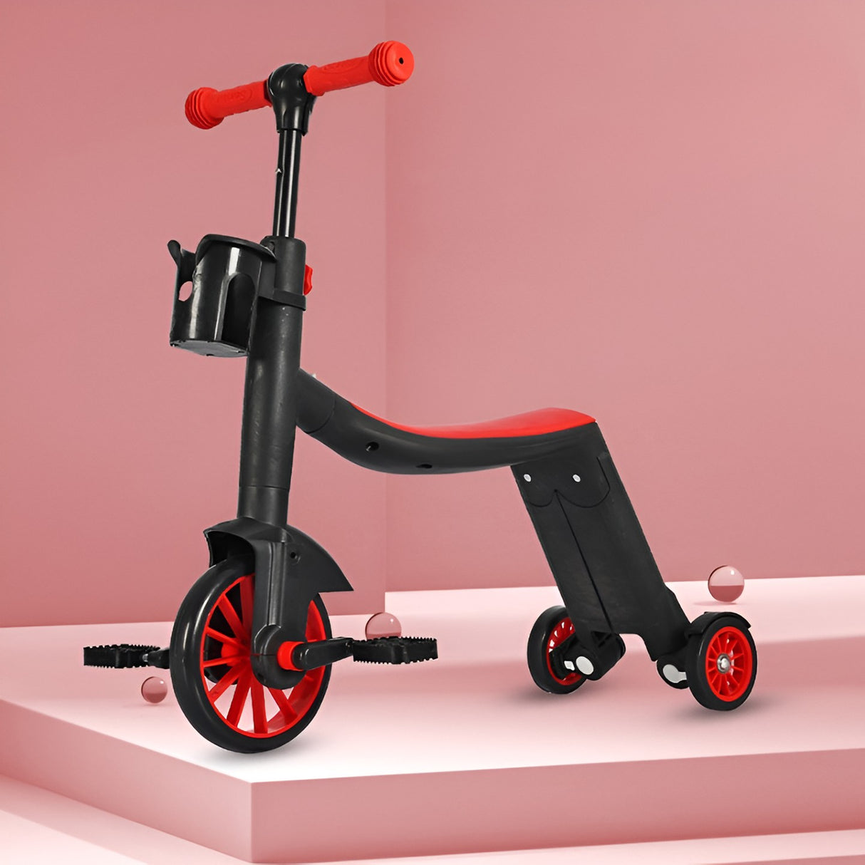 Bicicleta 8 In 1, Transformabila, Multifunctionala, Reglare Inaltime, Cu Maner De Impingere Detasabil, Tricicleta, Trotineta, 3 Roti, Pedale, Cosulet, 3-6 Ani - vivimall.ro