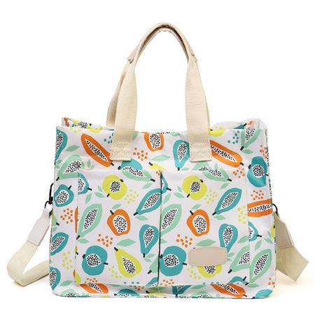 Geanta de Mana/Umar, Multifunctionala, Vivimall, Inchidere cu Capsa, Imprimeu Fructe, Material Textil, 33.5 x 25 x 14.5 cm, Multicolor - vivimall.ro