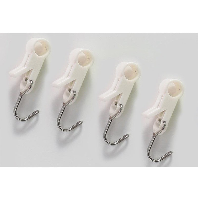 Set 4 Carlige Multifunctionale, Flippy, Tubulare, Pentru Baie/Bucatarie, din ABS, 8.7 x 3.5 cm, Alb