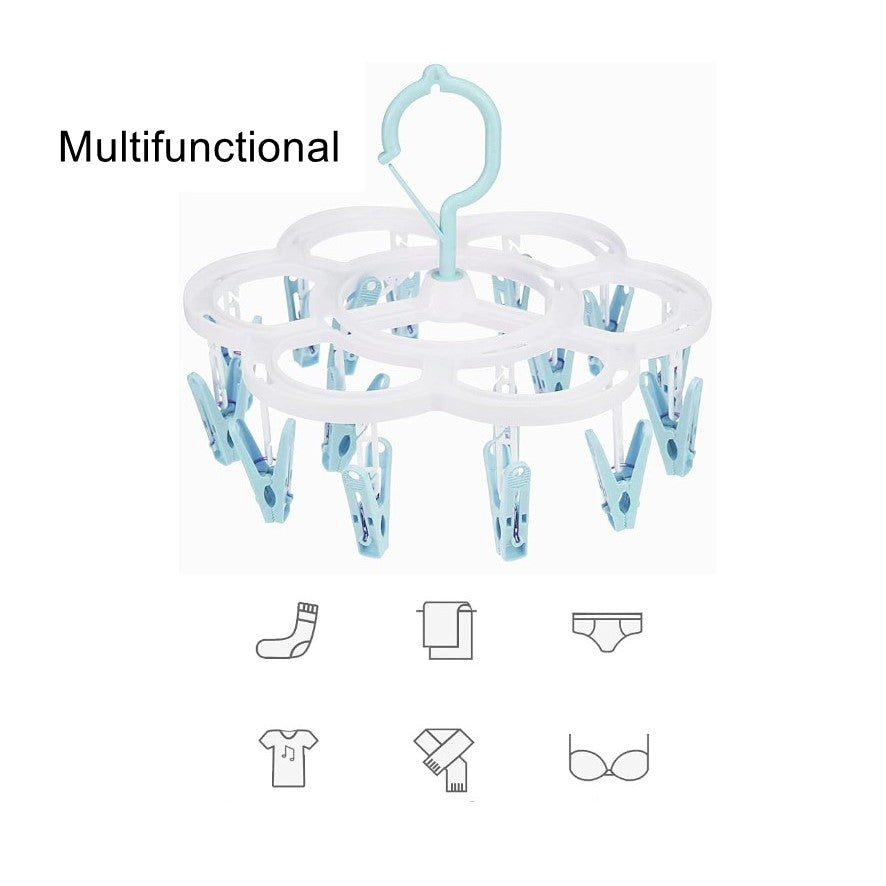 Uscator De Rufe Suspendat Cu 16 Carlige, Rotire 360 Grade, Mateiral Plastic, Usor De Depozitat, Multifunctional, 26 X 21 Cm - vivimall.ro