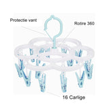Uscator De Rufe Suspendat Cu 16 Carlige, Rotire 360 Grade, Mateiral Plastic, Usor De Depozitat, Multifunctional, 26 X 21 Cm - vivimall.ro