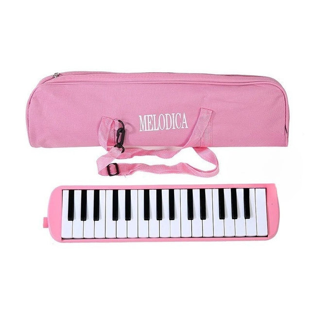 Muzicuță melodică roz cu 32 de clape din ABS ecologic, vedere frontală completă, model Vivimall 45x13x7 cm